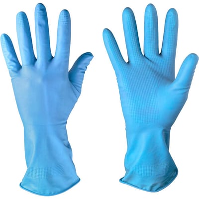 Luva de látex, tamanho G, 32 centímetros, cor azul, antiderrapante, com forro