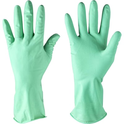 Luva de látex, tamanho P, 32 centímetros, cor verde, antiderrapante, com forro