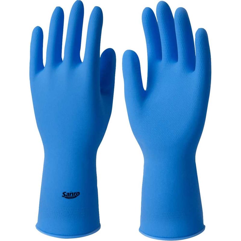 Luva de látex, tamanho M, cor azul, antiderrapante, com forro, modelo Light