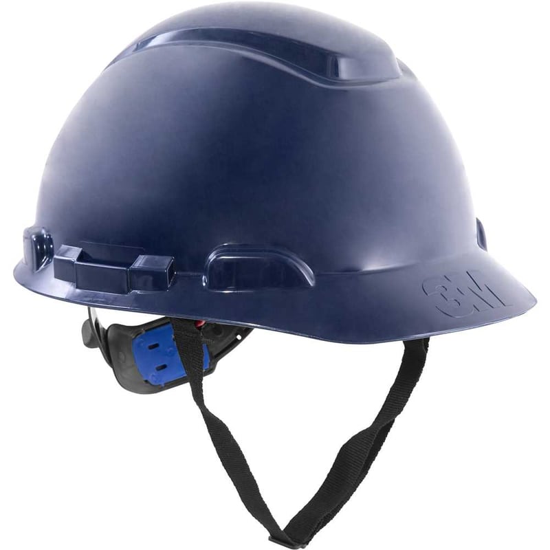 Capacete azul escuro, suspensão com ajuste fácil e jugular de tecido, aba frontal, H 700