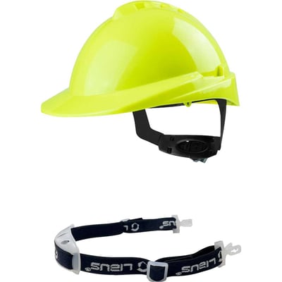 Capacete com aba frontal, amarelo fluorescente, com catraca e jugular, Milenium, 904904