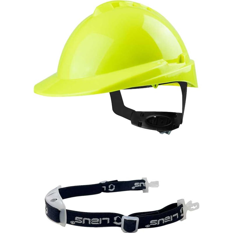Capacete com aba frontal, amarelo fluorescente, com catraca e jugular, Milenium, 904904