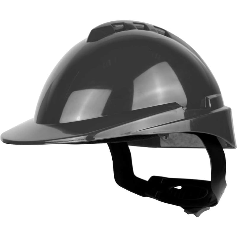 Capacete com aba frontal, cinza, com catraca e jugular, Milenium, 904907