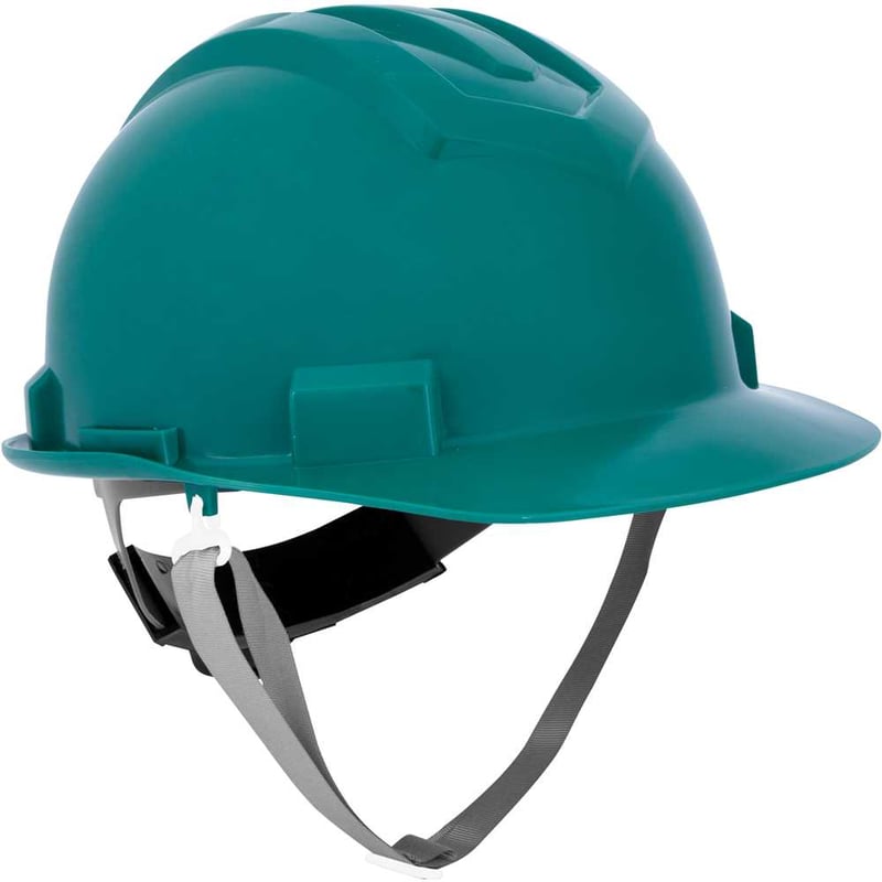 Capacete aba frontal, verde, com jugular e suspensão com catraca, VONDER PLUS