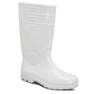 Bota de PVC branca, cano longo, com forro, 38