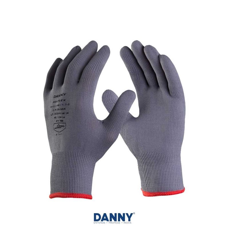 Luva tricotada de nylon, tam. P, cinza, Poliflex, DA11100