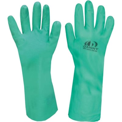 Luva nitrílica, tam. G, verde, sem forro, Nitrasolv, DA36200