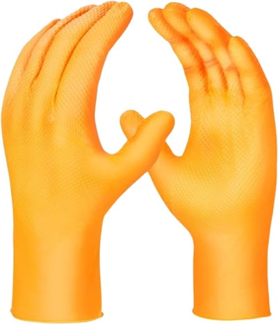 Luva nitrílica ambidestra sem talco, tamanho G, laranja