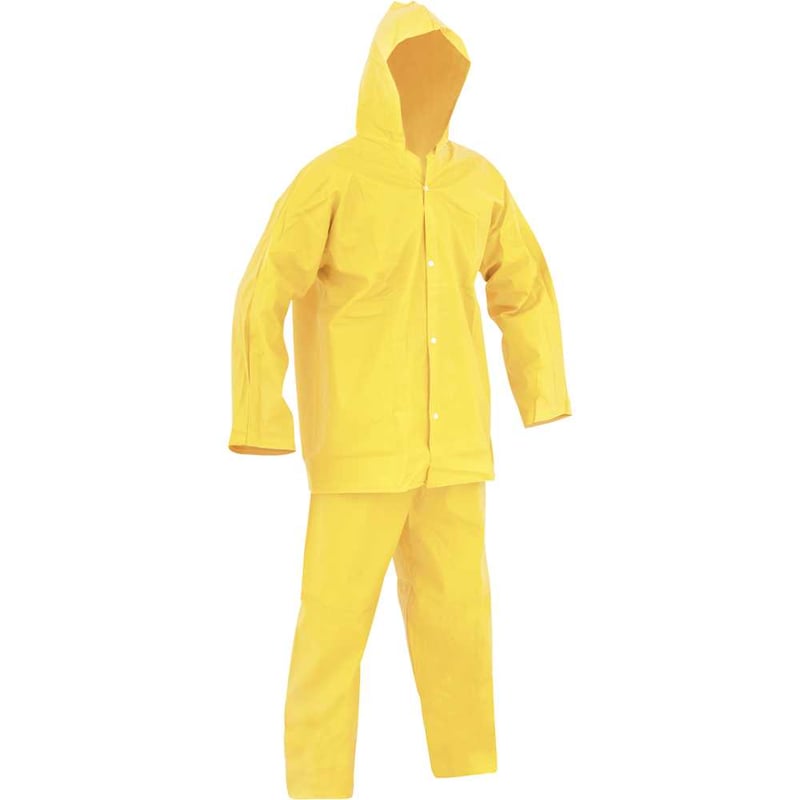 Conjunto para proteção, japona e calça em PVC com forro, tamanho GG, amarelo