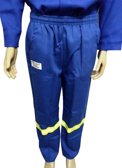 Calça de segurança para eletricista, azul com faixa refletiva verde, tamanho G, 9439