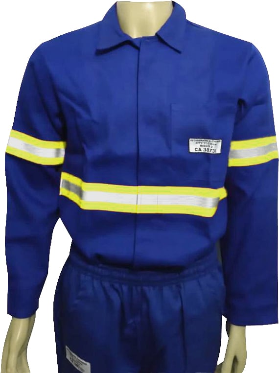 Camisa de segurança para eletricista, tamanho M, azul, com faixa refletiva verde, 9443