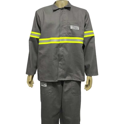Camisa de segurança para eletricista, tamanho P, cinza, com faixa refletiva verde, 9446