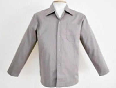 Camisa brim cinza, manga longa, tamanho GG, 58, sem botão, SANTANENSE UNILEVE