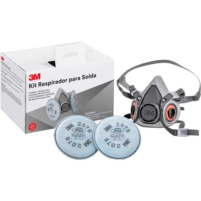Kit respirador semifacial 6200 com cartucho de filtros 2078 - P2, HB004643746
