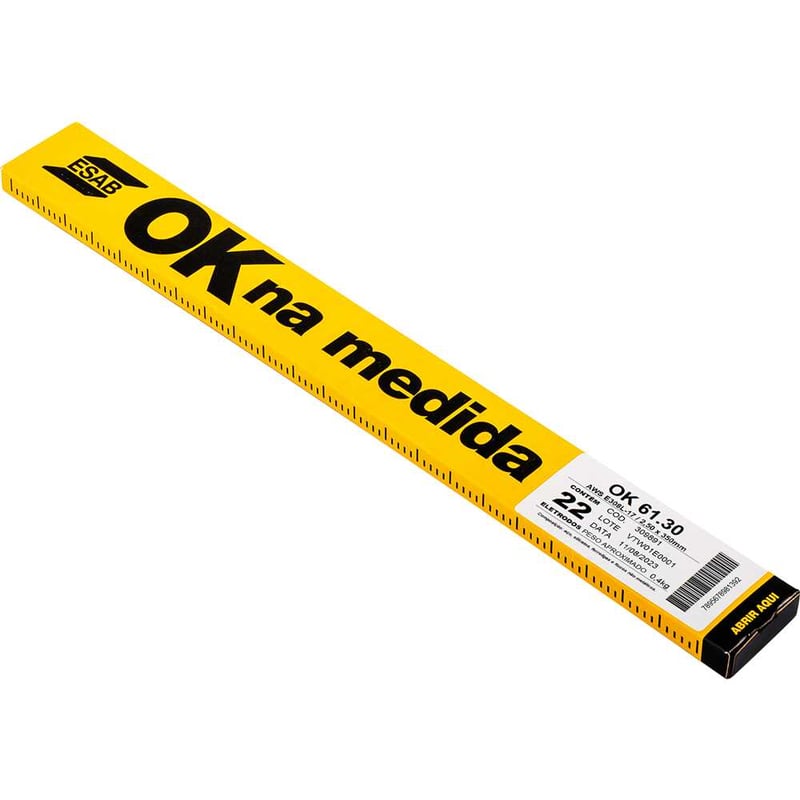 Eletrodo revestido para inox, caixa com 22 varetas, AWS E308L-17, com 2,50 mm, OK 61.30, 0309891