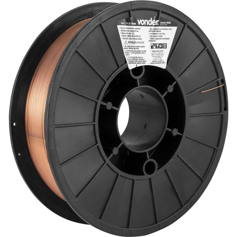 Arame MIG/MAG 0,6 mm, ER70S-6, carretel plástico com 5 kg