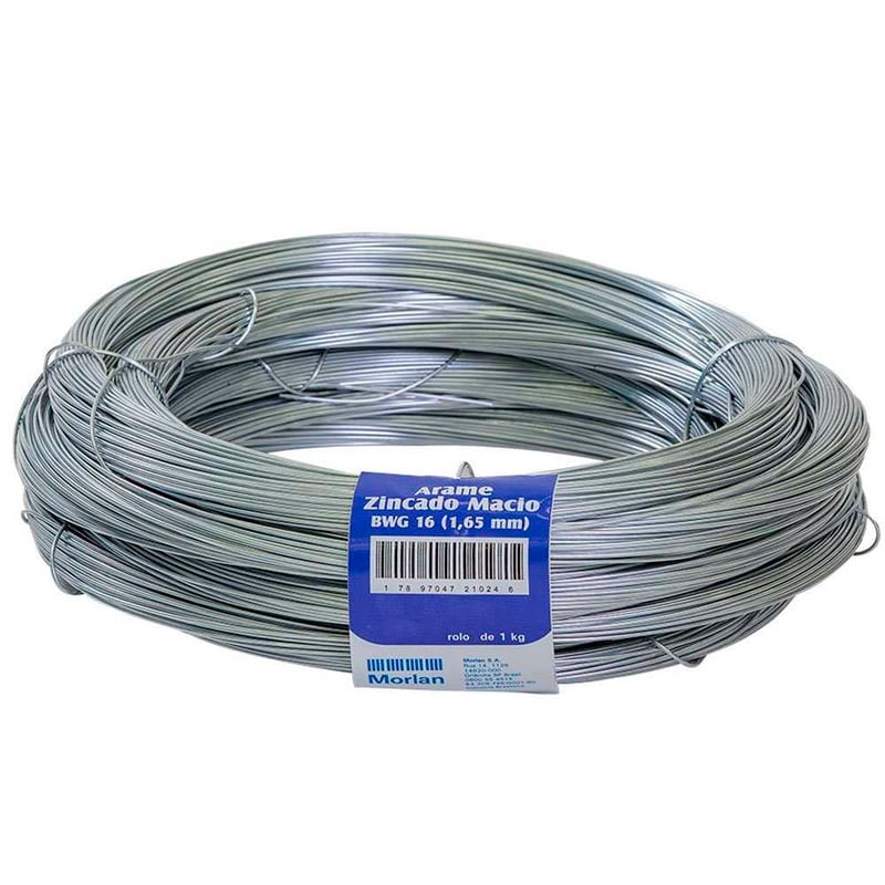 Arame galvanizado, comercial, BWG 16 1,65 mm