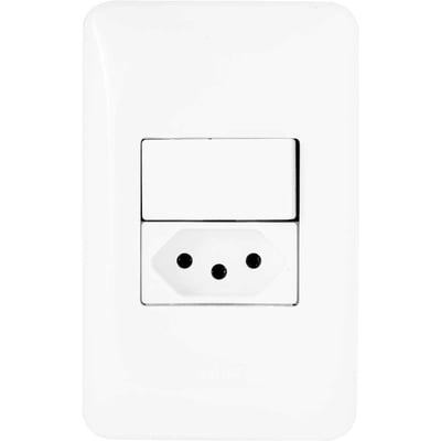 Conjunto com 1 interruptor simples e tomada 2P+T, 10 A, LGX103, PIAL POP