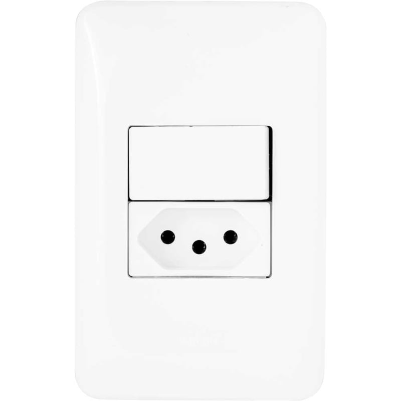 Conjunto com 1 interruptor simples e tomada 2P+T, 10 A, LGX103, PIAL POP