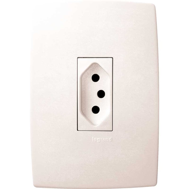 Tomada de embutir linha Pial Plus vertical 2 pinos + terra 615077