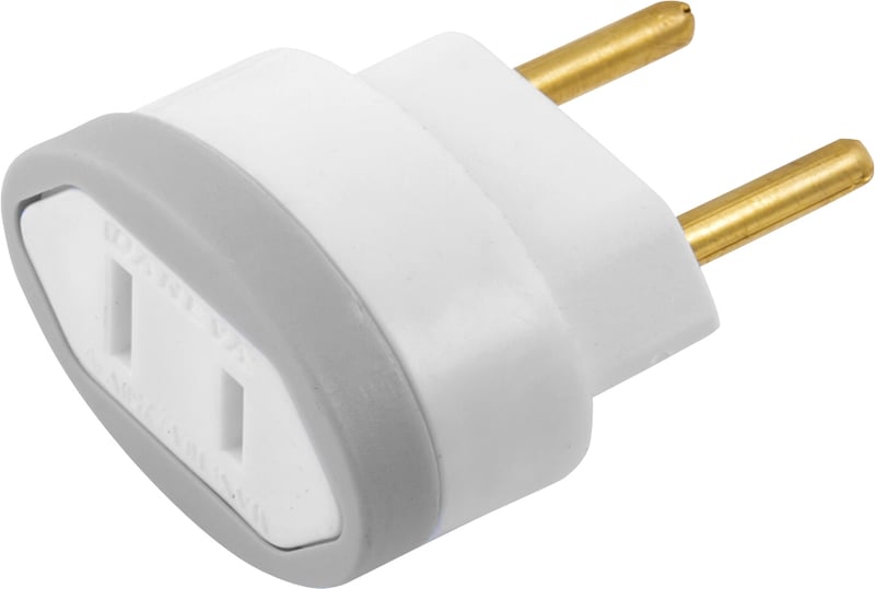 Plugue adaptador 2P redondo para 2P chato, cores sortidas, 1556
