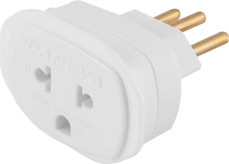 Plugue adaptador 3P universal redondo, branco, 1661