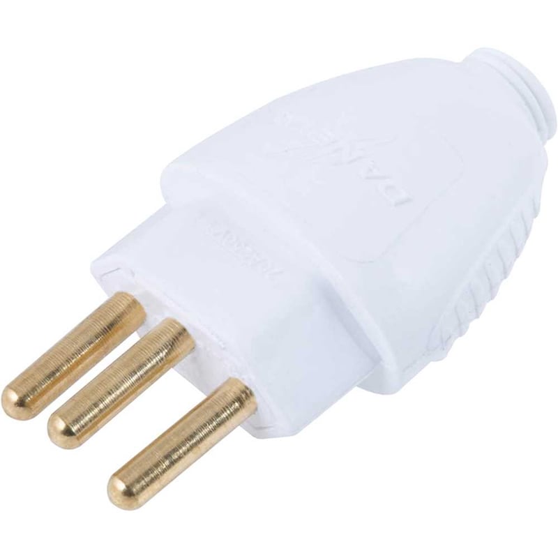 Plugue macho 2P+T, 20A, branco, DN1616
