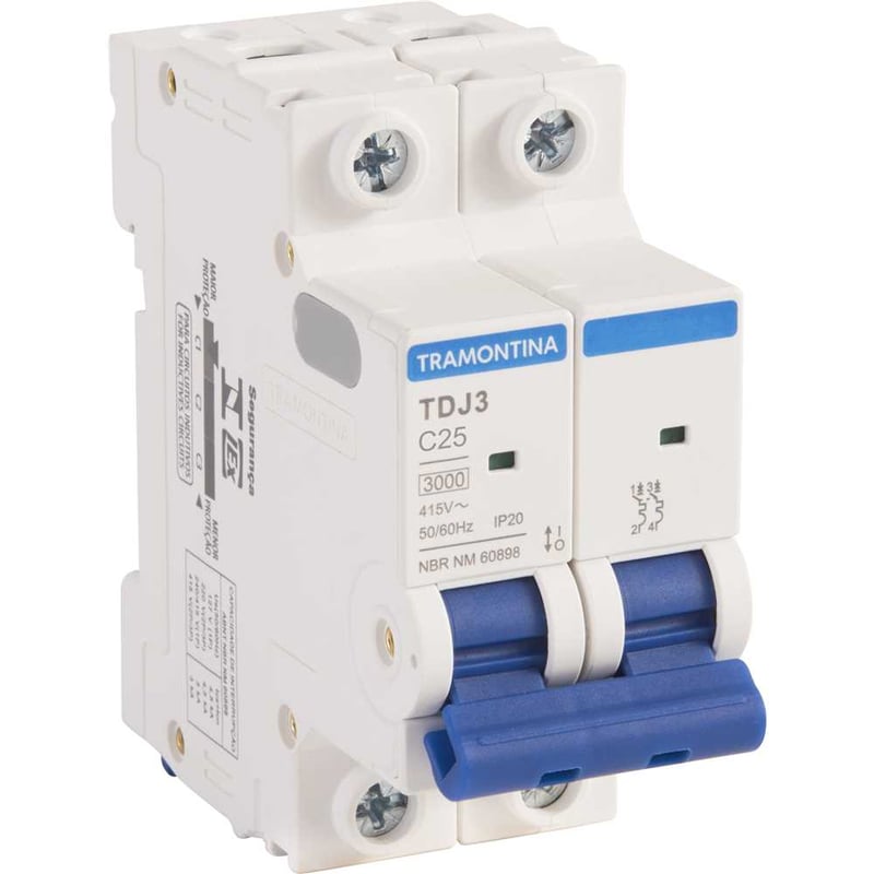 Mini disjuntor 2 polos, 25 A, 3 kA, TDJ3, 58012107