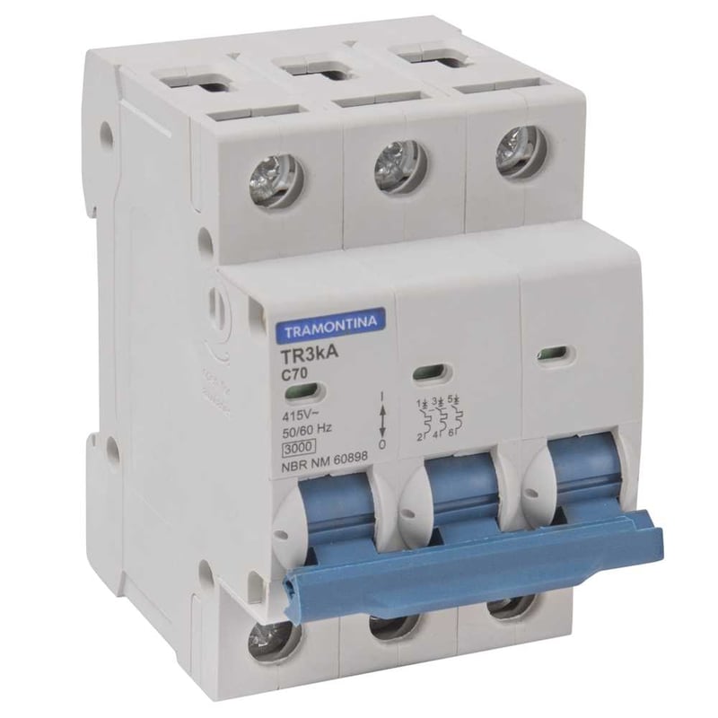 Mini disjuntor 3 polos, 70 A, 3 kA, TR3KA, 58013012