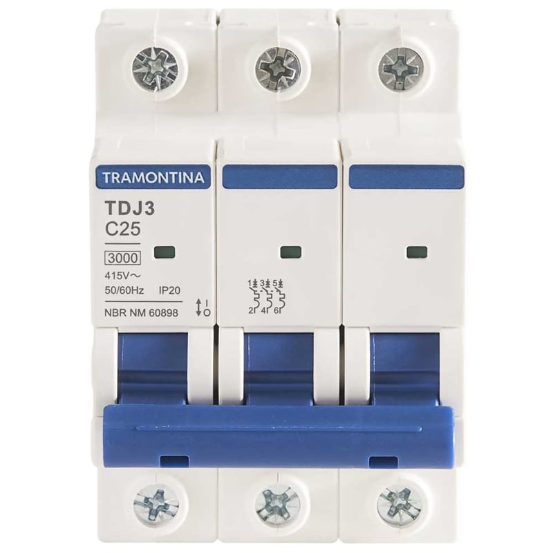 Mini disjuntor 3 polos, 25 A, 3 kA, TDJ3, 58013107