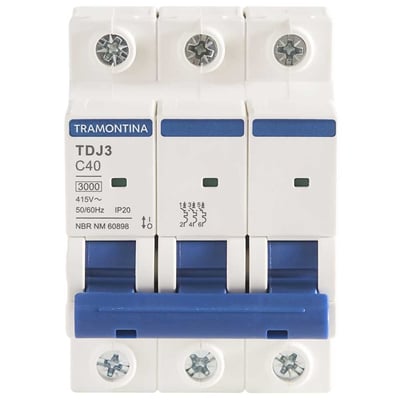 Mini disjuntor 3 polos, 40 A, 3 kA, TDJ3, 58013109