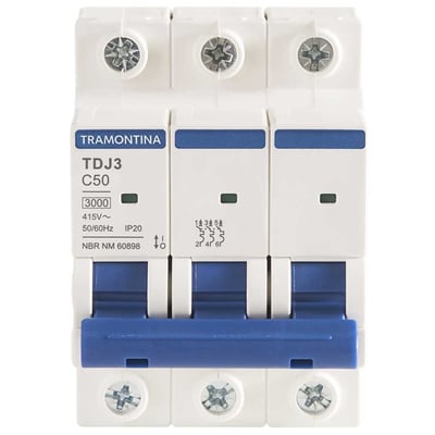 Mini disjuntor 3 polos, 50 A, 3 kA, TDJ3, 58013110