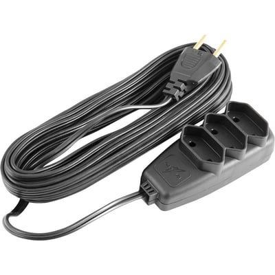 Extensão elétrica com 5 metros, cordão PL 2 x 0,75 mm², 2P preta, modelo Sort 1656