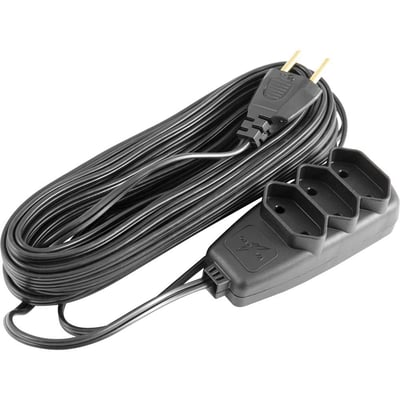 Extensão elétrica com 10 metros, cordão PL 2 x 0,75 mm², 2P preta, modelo Sort 1657