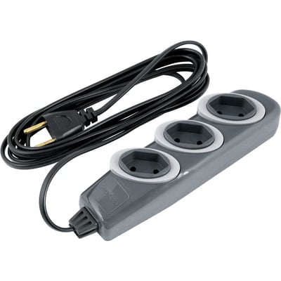 Extensão elétrica com 3 metros, cabo PP 2 x 0,75 mm², 2P grafite, modelo No Shock 45 1717