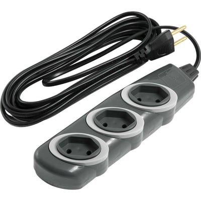 Extensão elétrica com 5 metros, cabo PP 2 x 0,75 mm², 2P grafite, modelo No Shock 45 1719