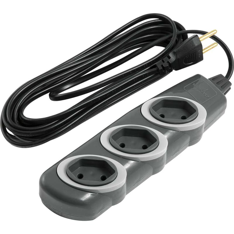 Extensão elétrica com 5 metros, cabo PP 2 x 0,75 mm², 2P grafite, modelo No Shock 45 1719