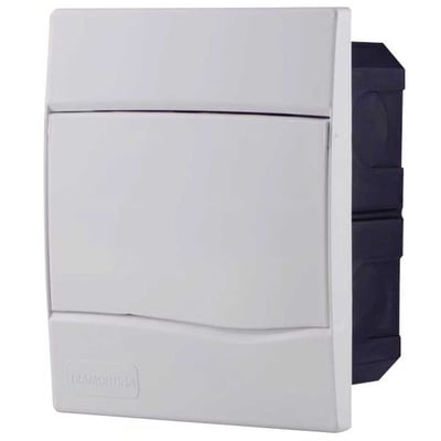 Quatro de distribuição de embutir, 5 DIN / 3 NEMA, branco