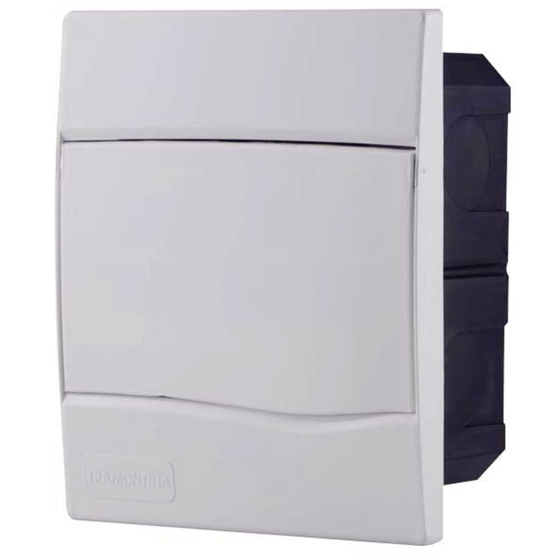 Quatro de distribuição de embutir, 5 DIN / 3 NEMA, branco