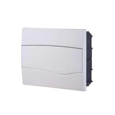 Quatro de distribuição de embutir, 12 DIN / 8 NEMA, branco