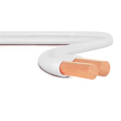 Cabo flexível paralelo 300 V, 2 x 2,5 mm², com 100 metros, branco