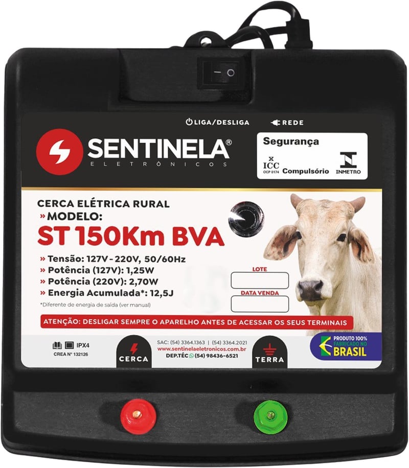Eletrificador de cerca elétrica 150 km, com alcance de 20.000 m, 2010