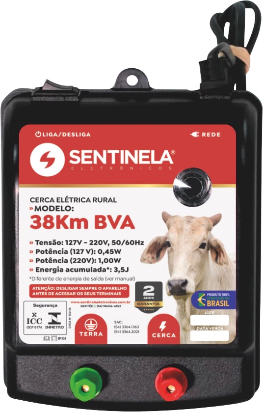 Eletrificador de cerca elétrica 38 km, com alcance de 4.500 m, 4039