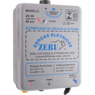 Eletrificador de cerca elétrica 80 km ZK 80 127v-220v