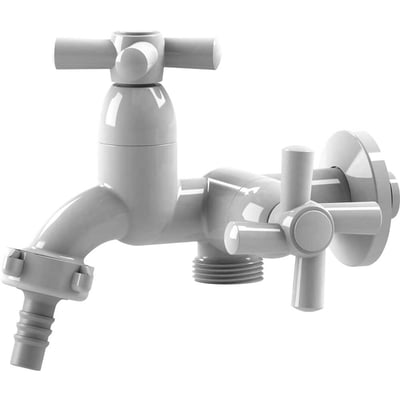 Torneira para tanque de parede e máquina de lavar, 1/2", branca, 9132