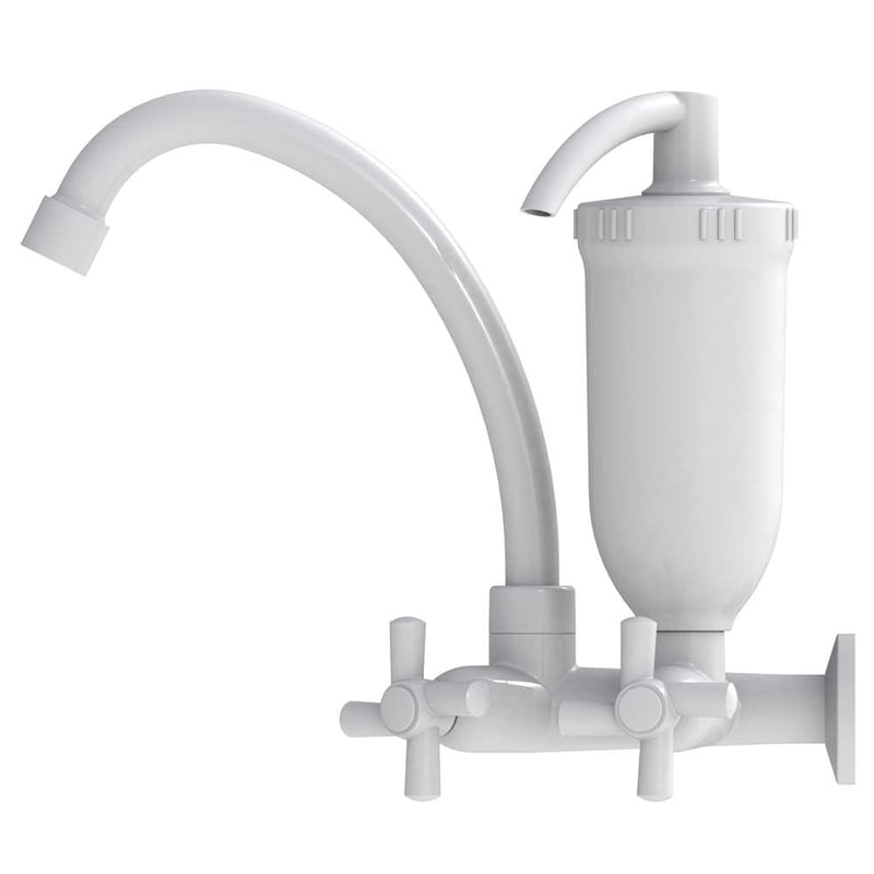 Torneira plástica para cozinha com purificador, acabamento C31, branca, 31155