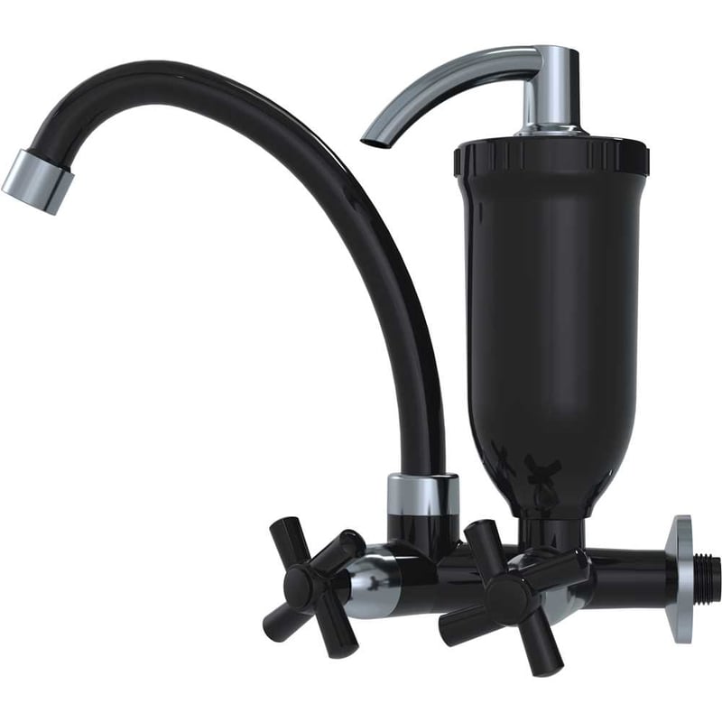 Torneira de parede para cozinha em abs, preta e cromada, com purificador de água, 34510