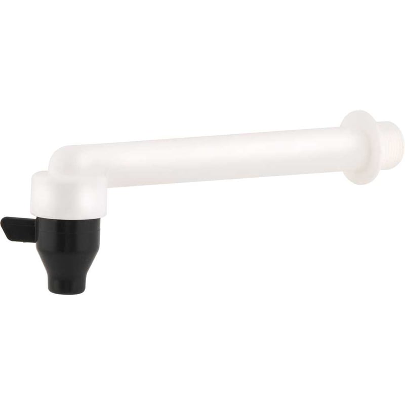 Torneira plástica de parede para cozinha, 3/4", branca com preto, 147