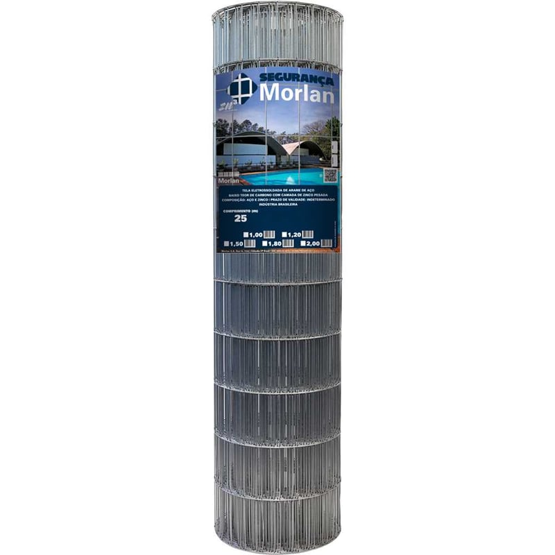 Tela alambrado, malha 7,5 cm x 5 cm, fio 2,1 mm, com 1,2 m x 25 m (altura x comprimento), 0543