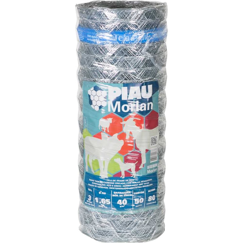 Tela metálica hexagonal, mangueirão, malha 3", 16 BWG x 0,8 m, com 50 m
